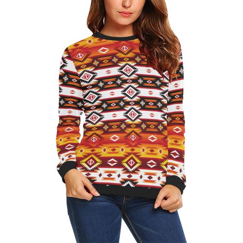 Adobe Fire All Over Print Crewneck Sweatshirt for Women (Model H18) Crewneck Sweatshirt for Women (H18) e-joyer