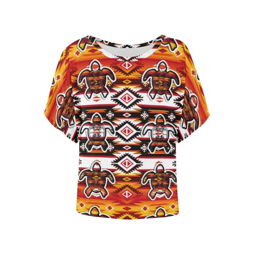 Adobe Fire Turtle2 Women's Batwing-Sleeved Blouse T shirt (Model T44) Women's Batwing-Sleeved Blouse T shirt (T44) e-joyer