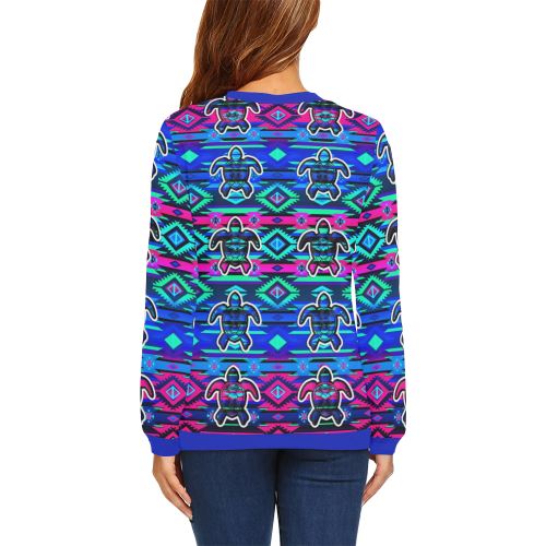 Adobe Sunset Turtle All Over Print Crewneck Sweatshirt for Women (Model H18) Crewneck Sweatshirt for Women (H18) e-joyer