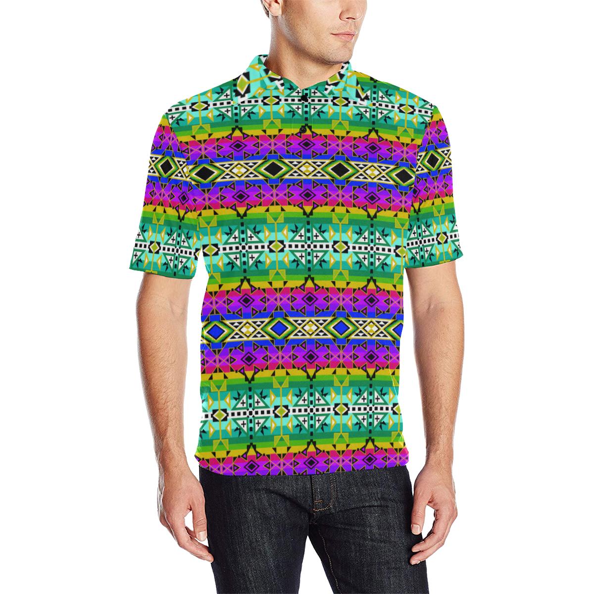 After the Northwest Rain Men's All Over Print Polo Shirt (Model T55) Men's Polo Shirt (Model T55) e-joyer