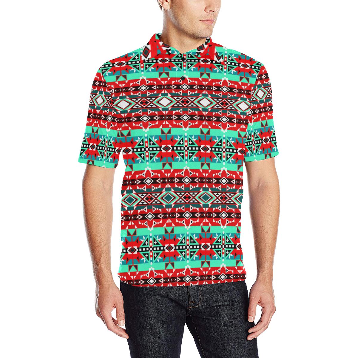 After the Southwest Rain Men's All Over Print Polo Shirt (Model T55) Men's Polo Shirt (Model T55) e-joyer