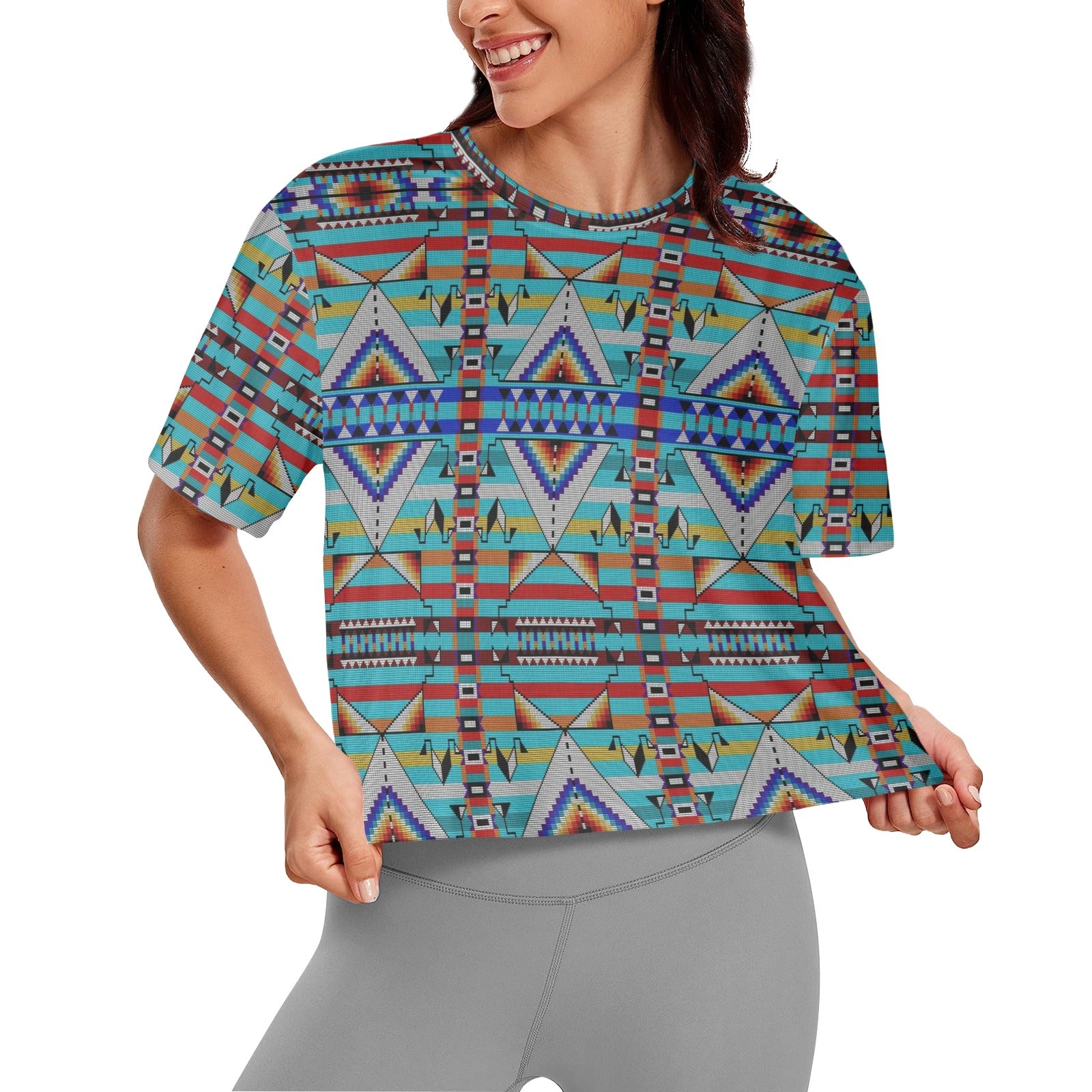 Medicine Blessing Turquoise Women's Cropped T-shirt