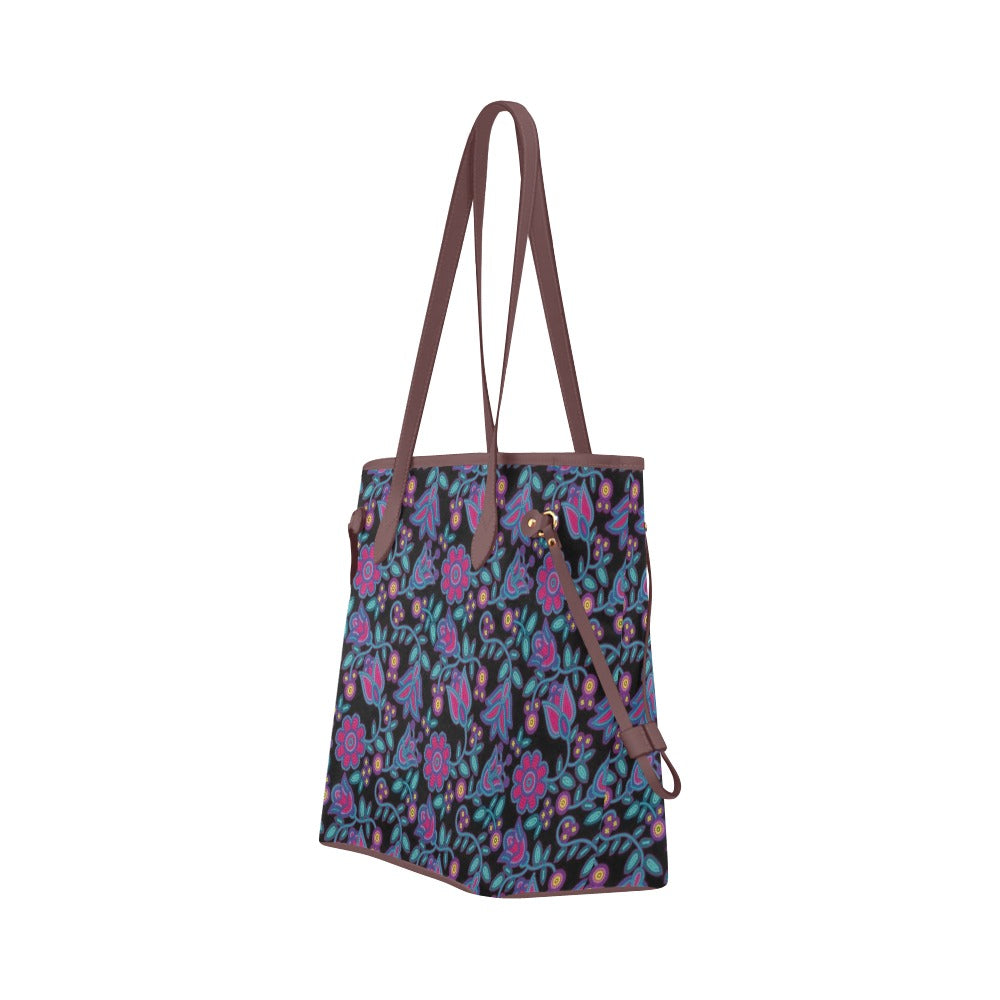 Beaded Nouveau Coal Clover Canvas Tote Bag