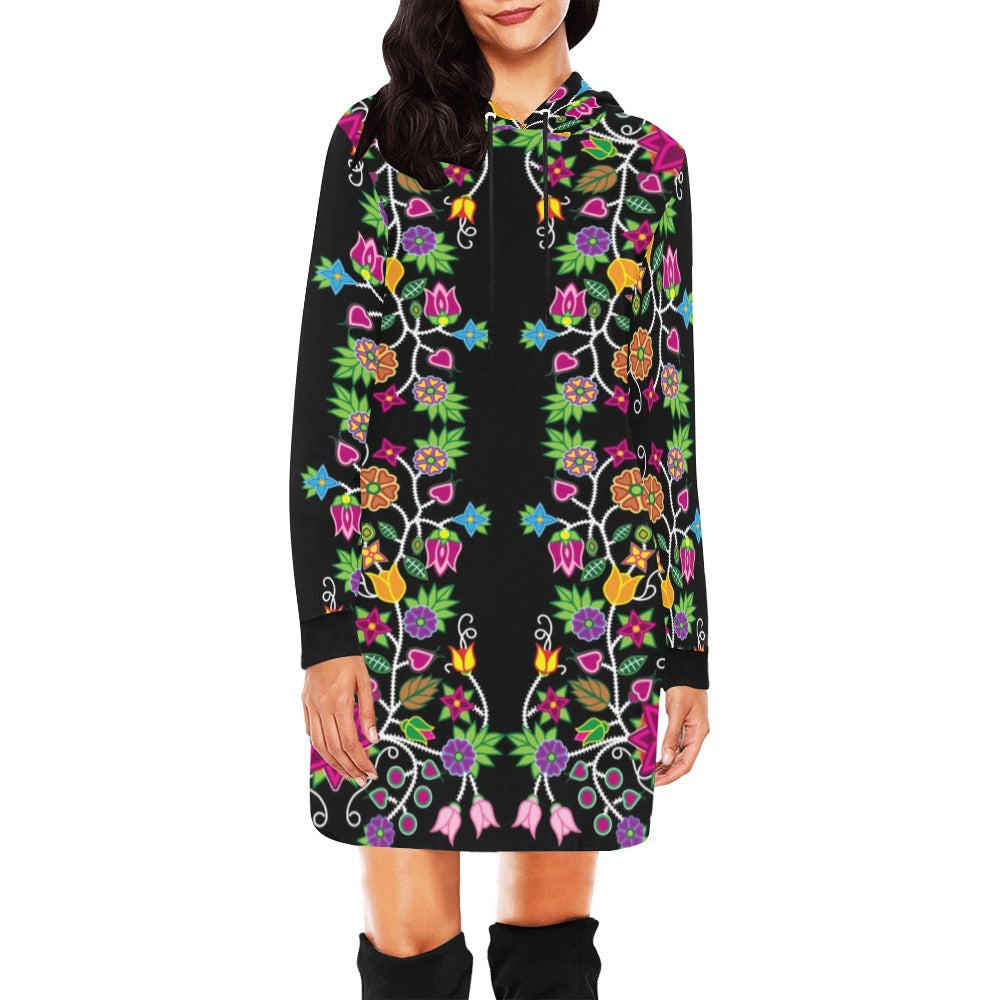 Floral Beadwork Hoodie Dress