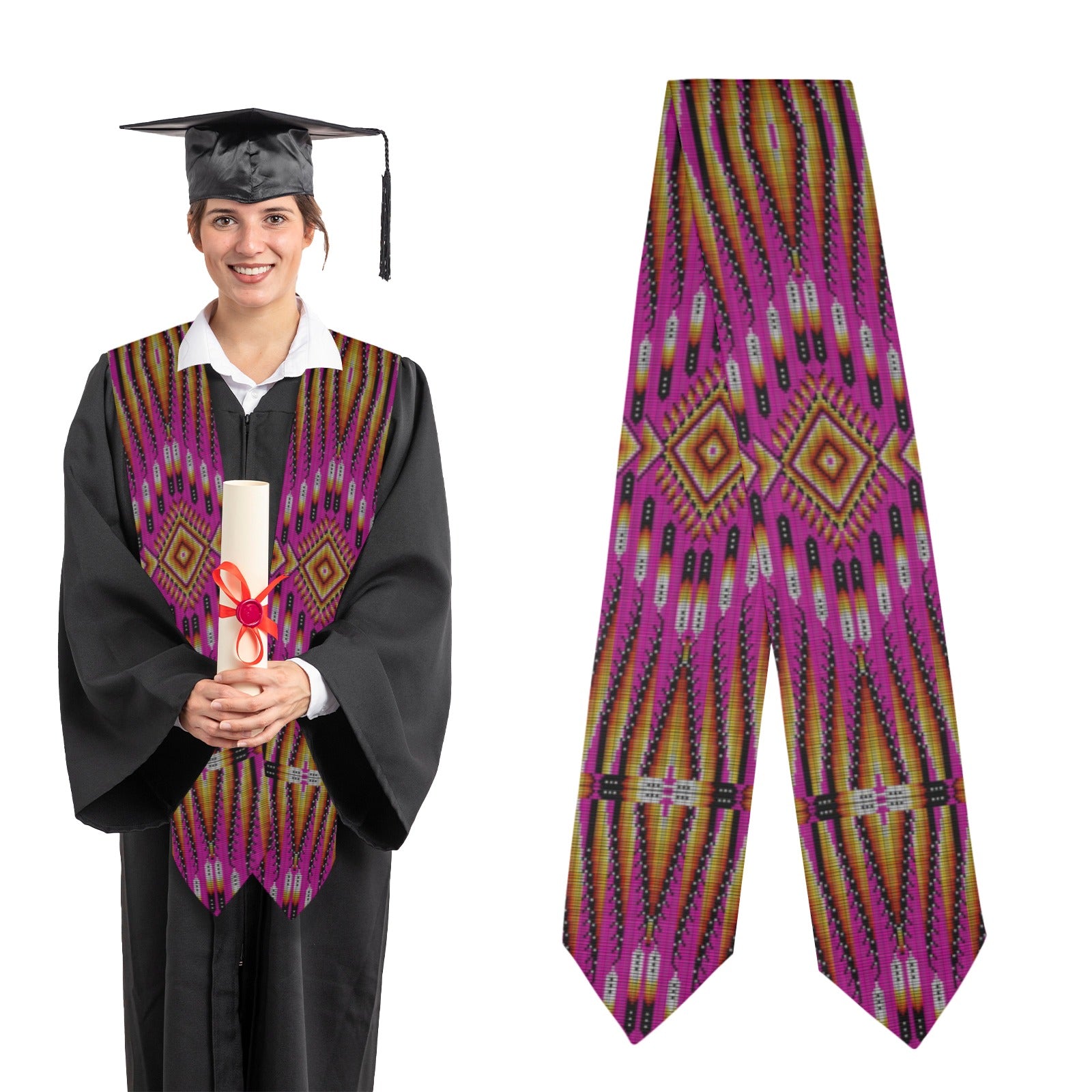 Fire Feather Pink Graduation Stole