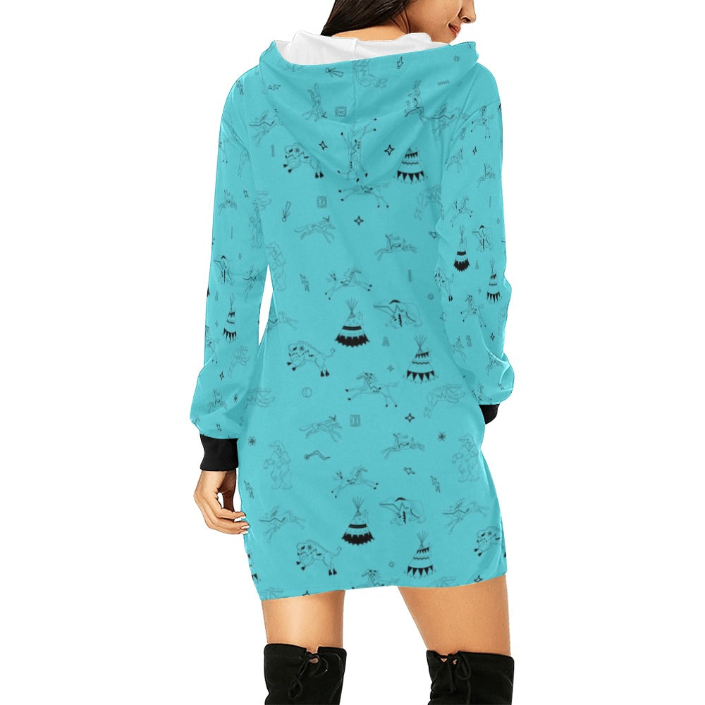 Ledger Dabbles Torquoise Hoodie Dress
