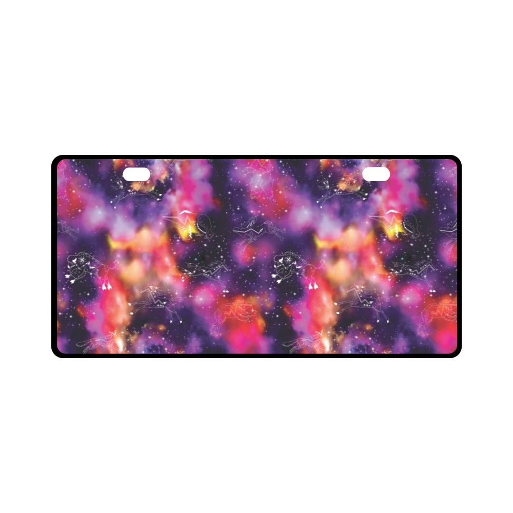 Animal Ancestors 9 Cosmic Swirl Purple and Red License Plate
