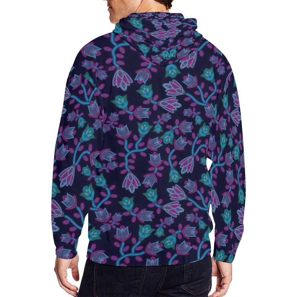 Beaded Blue Nouveau All Over Print Full Zip Hoodie for Men (Model H14) All Over Print Full Zip Hoodie for Men (H14) e-joyer 