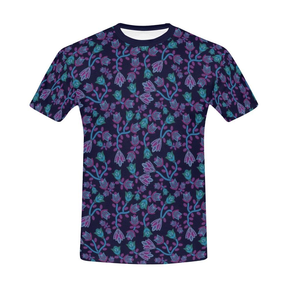 Beaded Blue Nouveau All Over Print T-Shirt for Men (USA Size) (Model T40) All Over Print T-Shirt for Men (T40) e-joyer