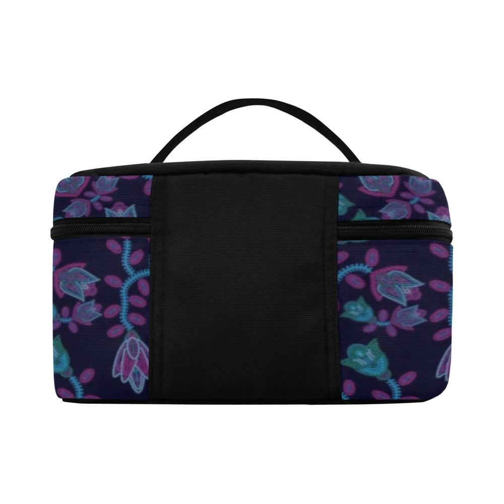 Beaded Blue Nouveau Cosmetic Bag/Large (Model 1658) bag e-joyer