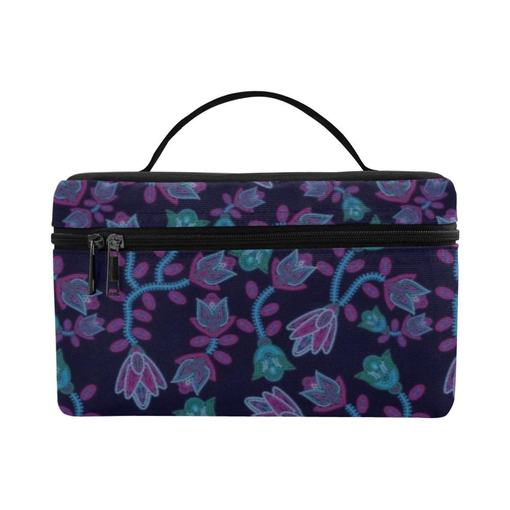 Beaded Blue Nouveau Cosmetic Bag/Large (Model 1658) bag e-joyer