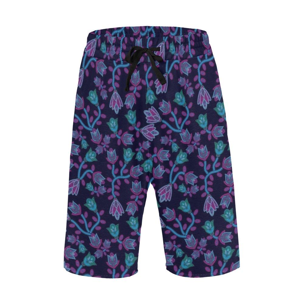 Beaded Blue Nouveau Men's All Over Print Casual Shorts (Model L23) short e-joyer
