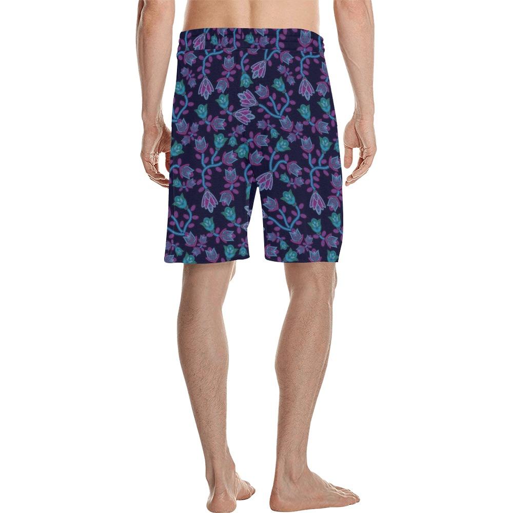 Beaded Blue Nouveau Men's All Over Print Casual Shorts (Model L23) short e-joyer