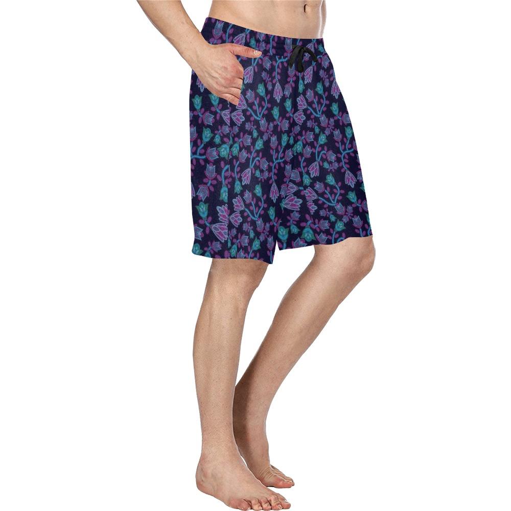 Beaded Blue Nouveau Men's All Over Print Casual Shorts (Model L23) short e-joyer