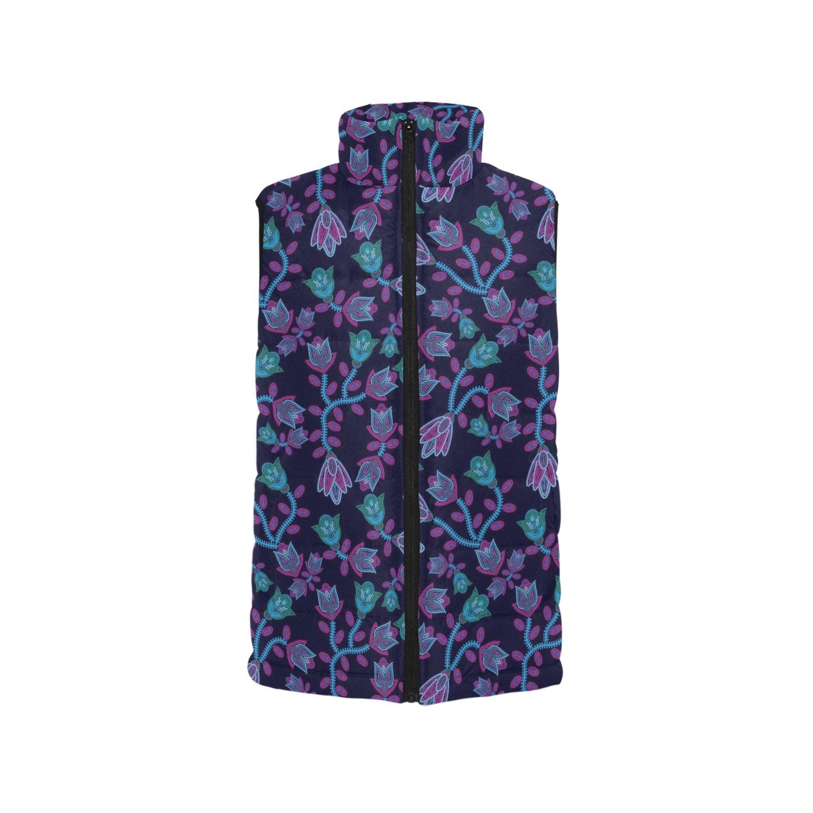Beaded Blue Nouveau Men's Padded Vest Jacket (Model H44) Men's Padded Vest Jacket (H44) e-joyer