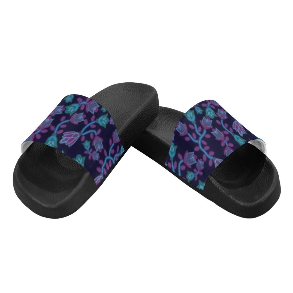 Beaded Blue Nouveau Men's Slide Sandals (Model 057) Men's Slide Sandals (057) e-joyer