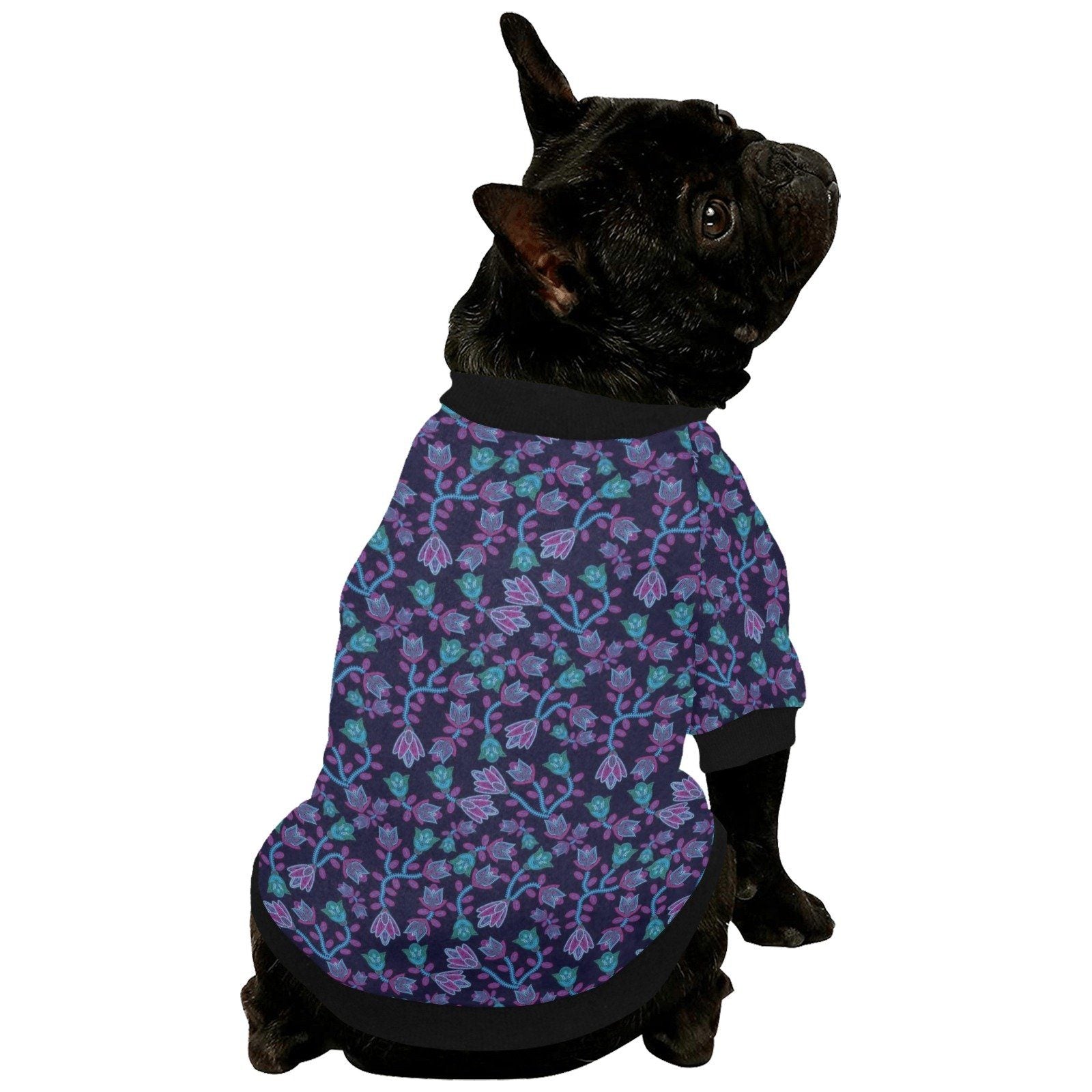 Beaded Blue Nouveau Pet Dog Round Neck Shirt Pet Dog Round Neck Shirt e-joyer 