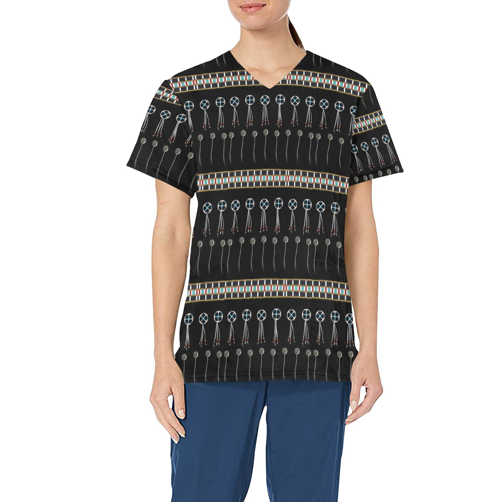 Beaded Bracelet All Over Print Scrub Top Scrub Top e-joyer