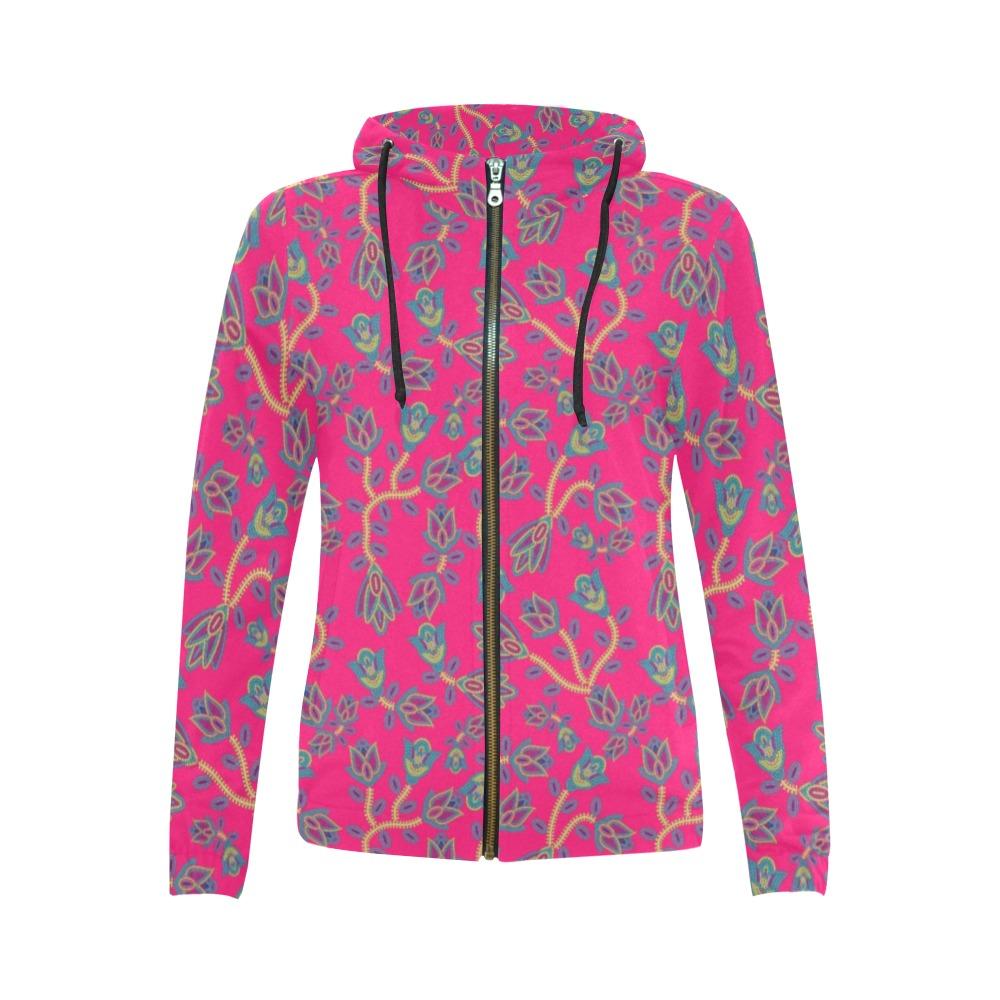 Beaded Lemonade All Over Print Full Zip Hoodie for Women (Model H14) All Over Print Full Zip Hoodie for Women (H14) e-joyer