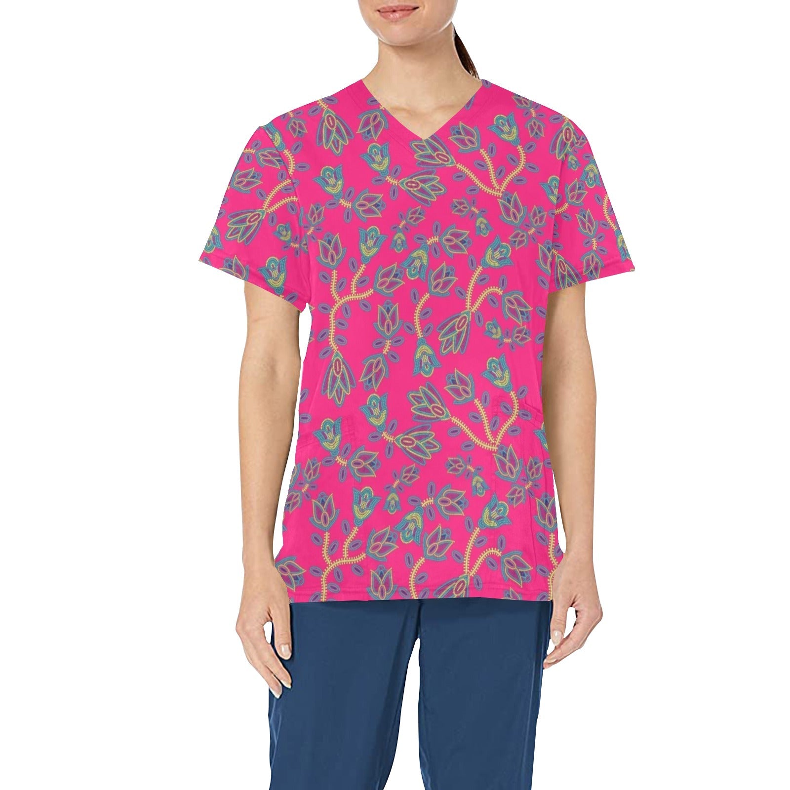 Beaded Lemonade All Over Print Scrub Top Scrub Top e-joyer
