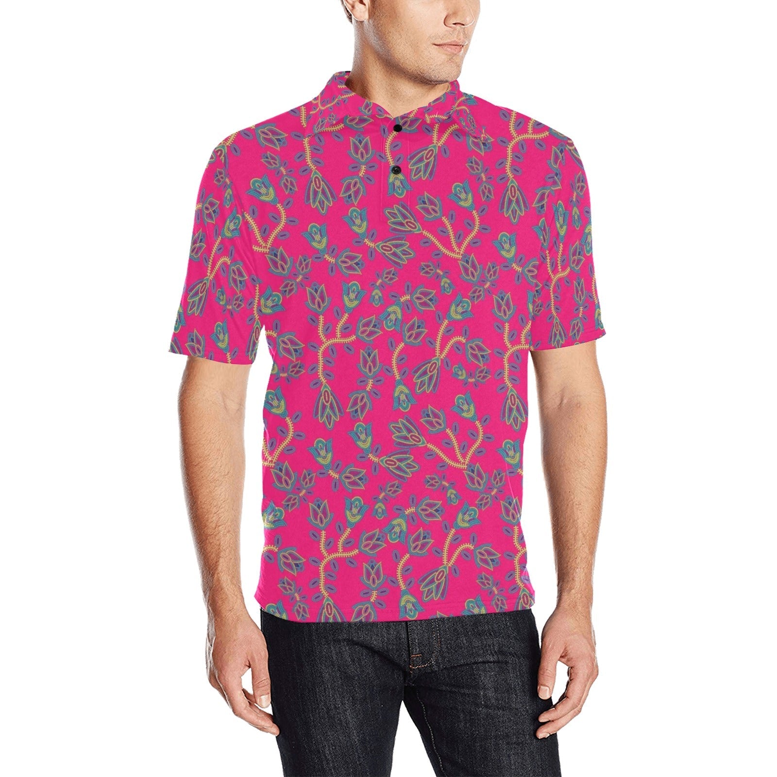 Beaded Lemonade Men's All Over Print Polo Shirt (Model T55) Men's Polo Shirt (Model T55) e-joyer