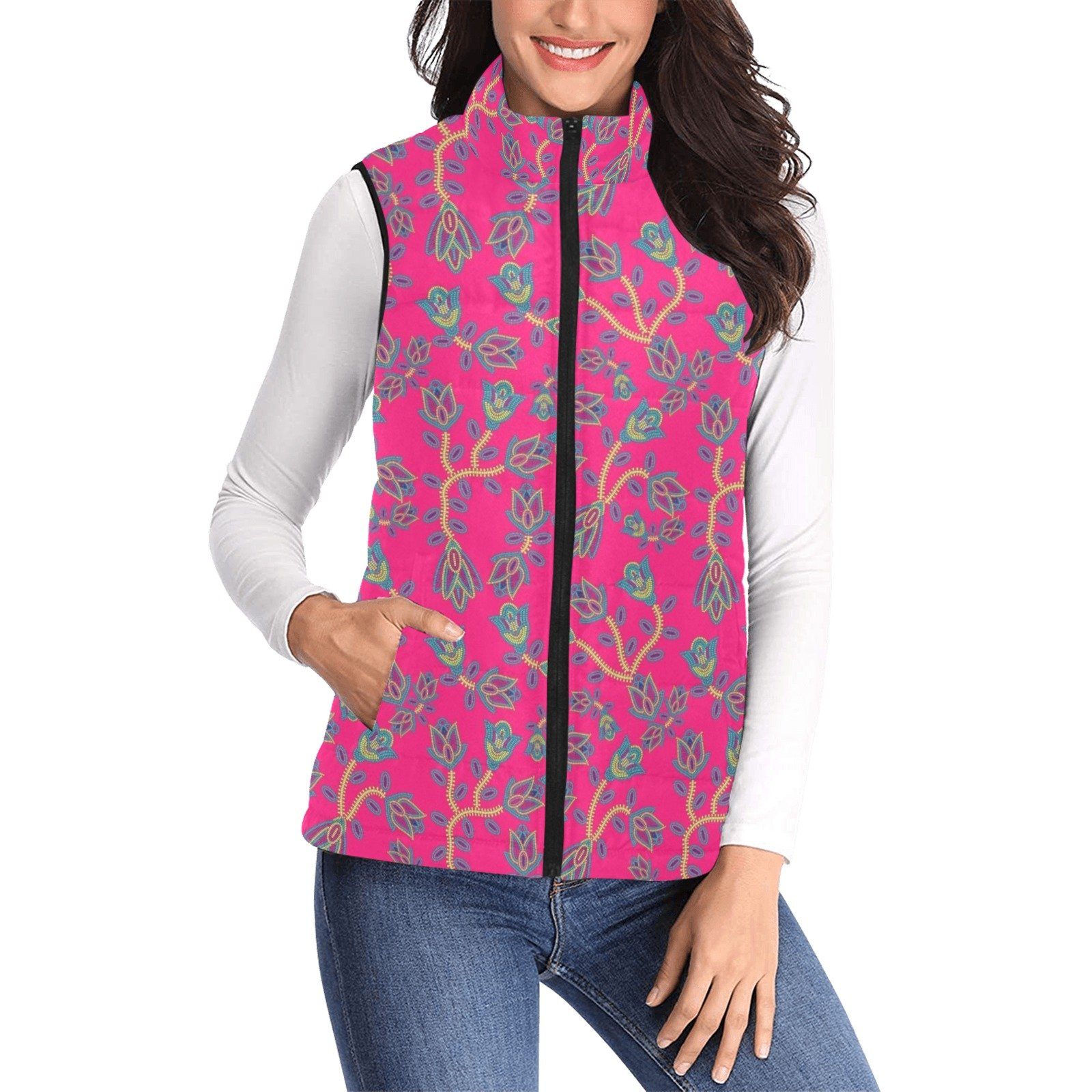 Beaded Lemonade Women's Padded Vest Jacket (Model H44) Women's Padded Vest Jacket (H44) e-joyer 