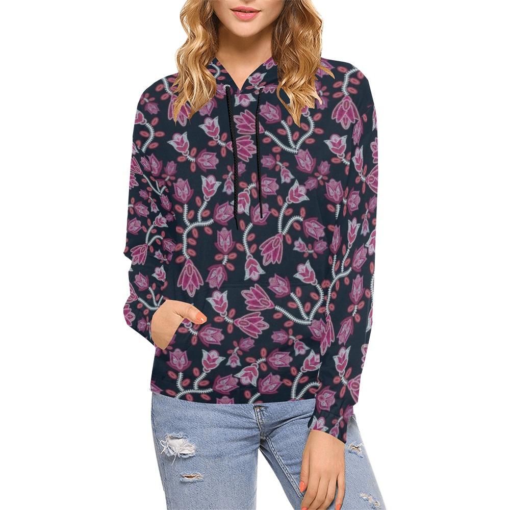 Beaded Pink All Over Print Hoodie for Women (USA Size) (Model H13) All Over Print Hoodie for Women (H13) e-joyer