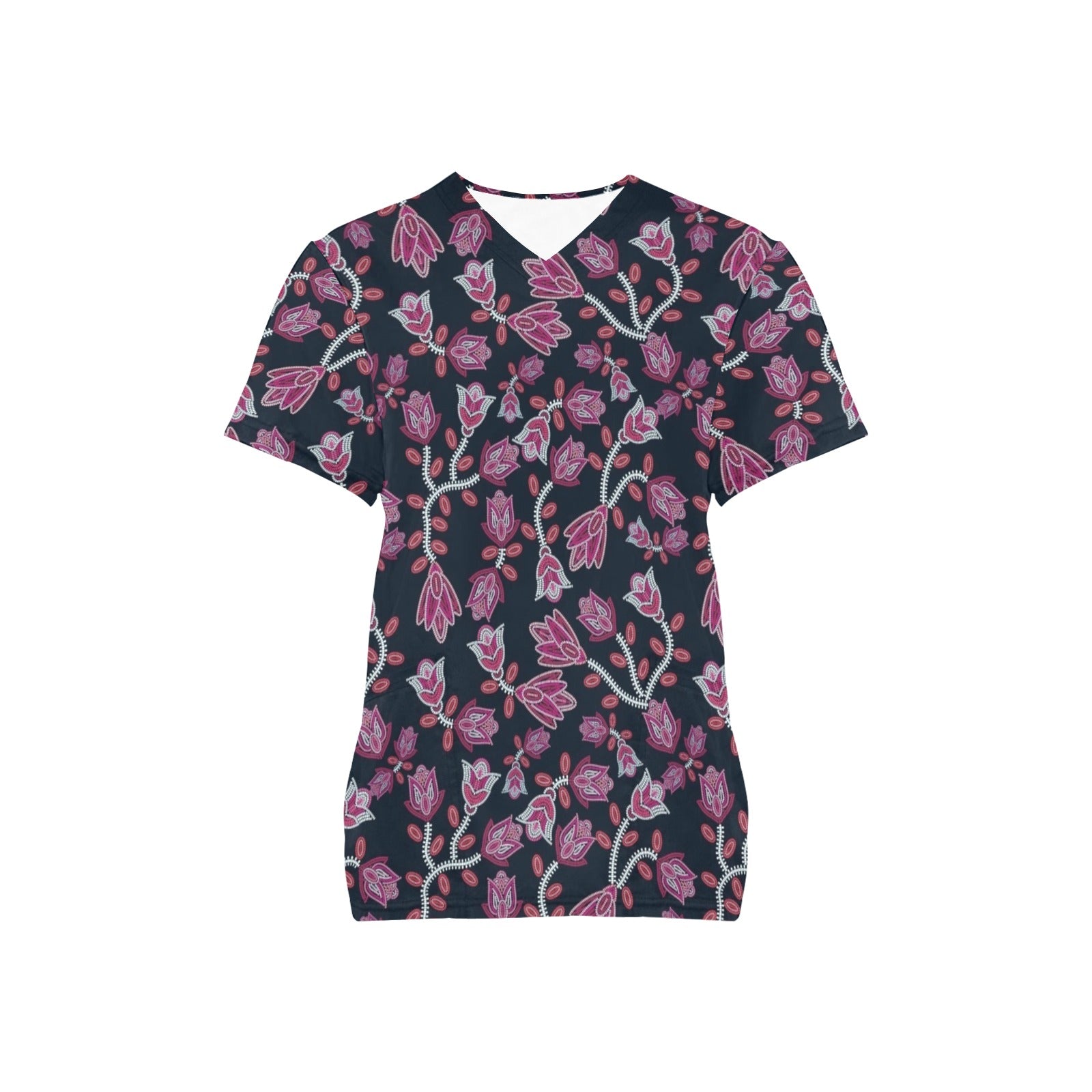 Beaded Pink All Over Print Scrub Top Scrub Top e-joyer