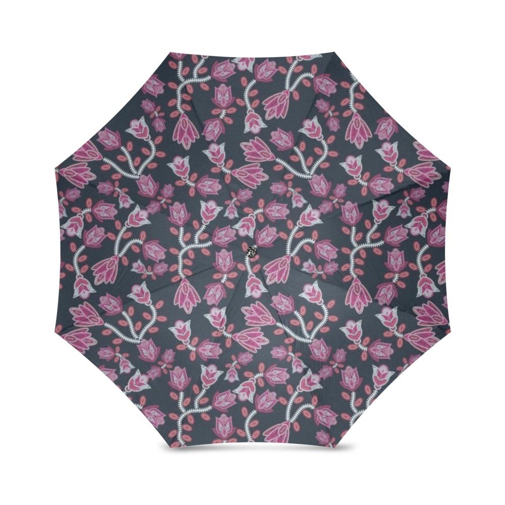 Beaded Pink Foldable Umbrella (Model U01) Foldable Umbrella e-joyer