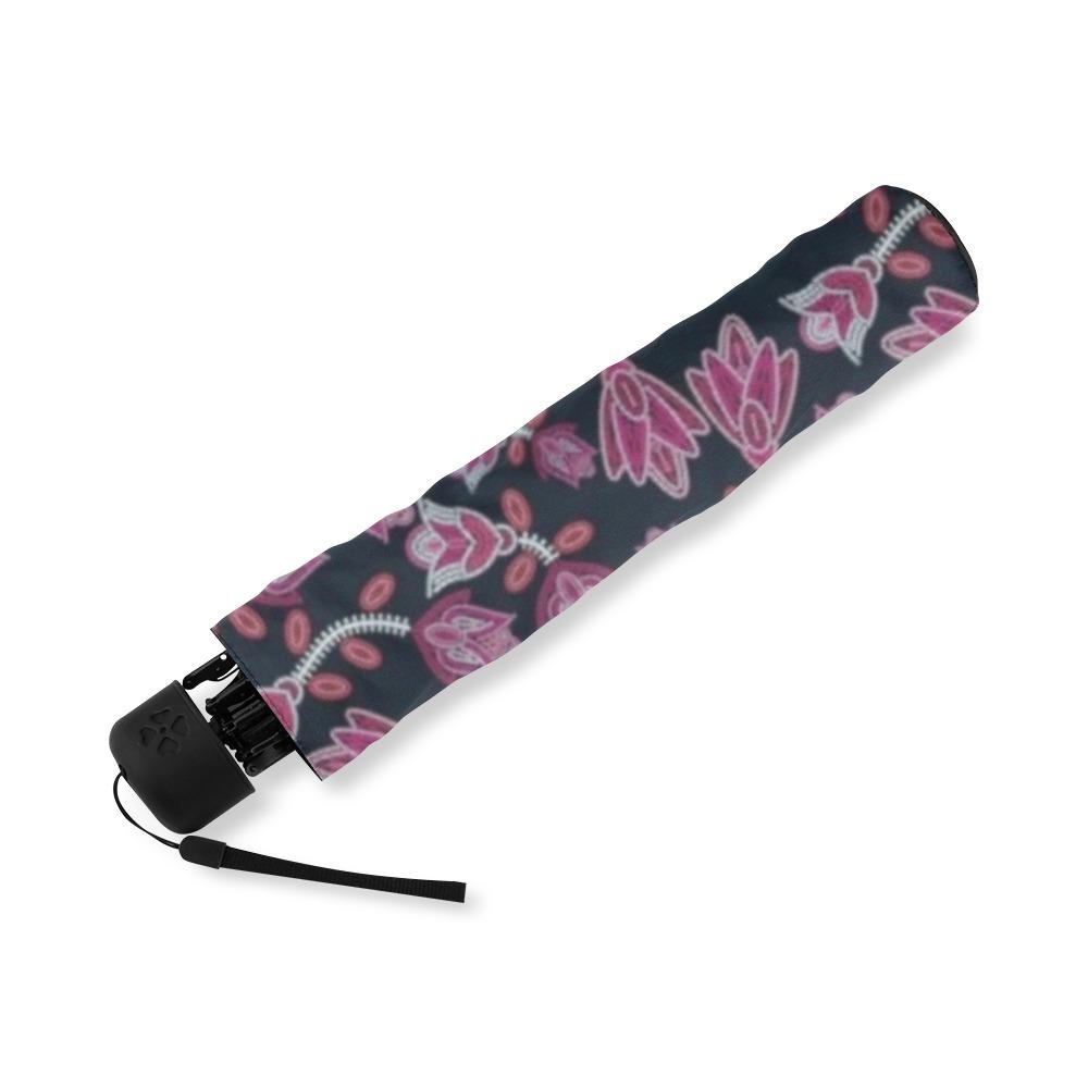 Beaded Pink Foldable Umbrella (Model U01) Foldable Umbrella e-joyer
