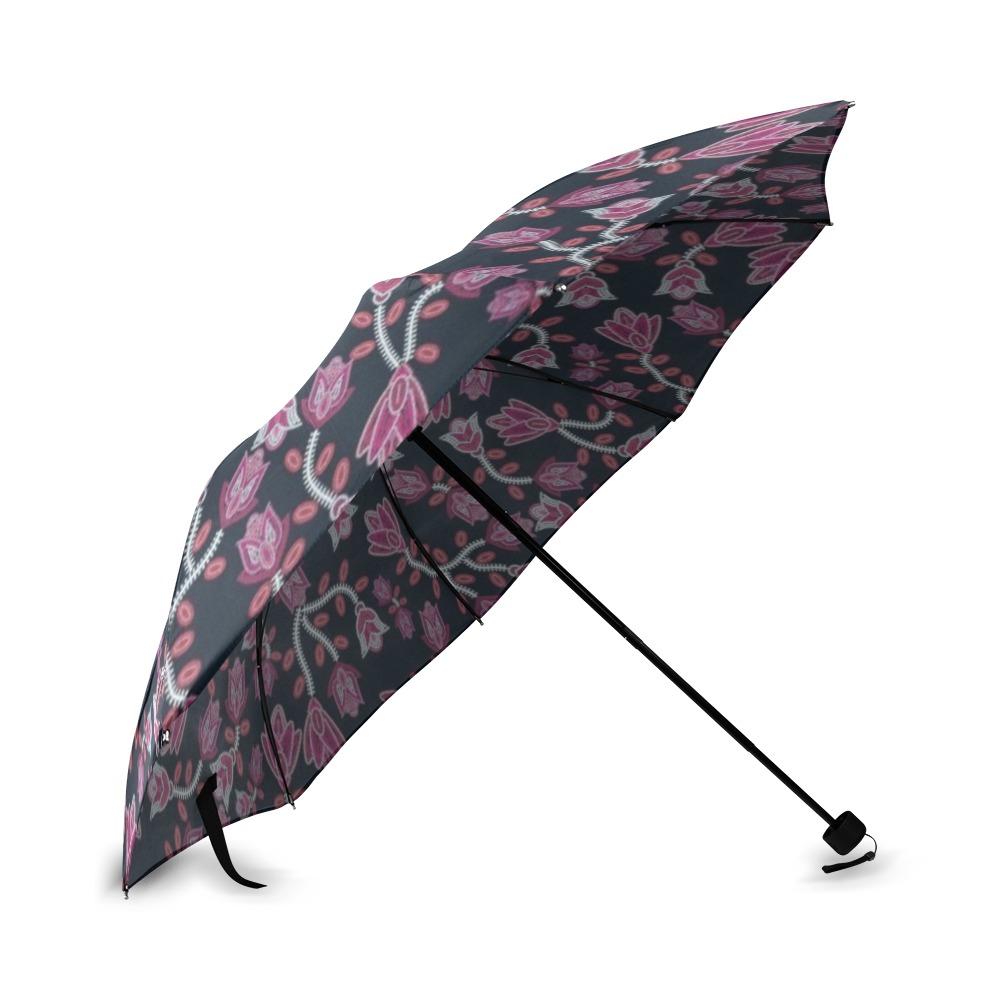 Beaded Pink Foldable Umbrella (Model U01) Foldable Umbrella e-joyer