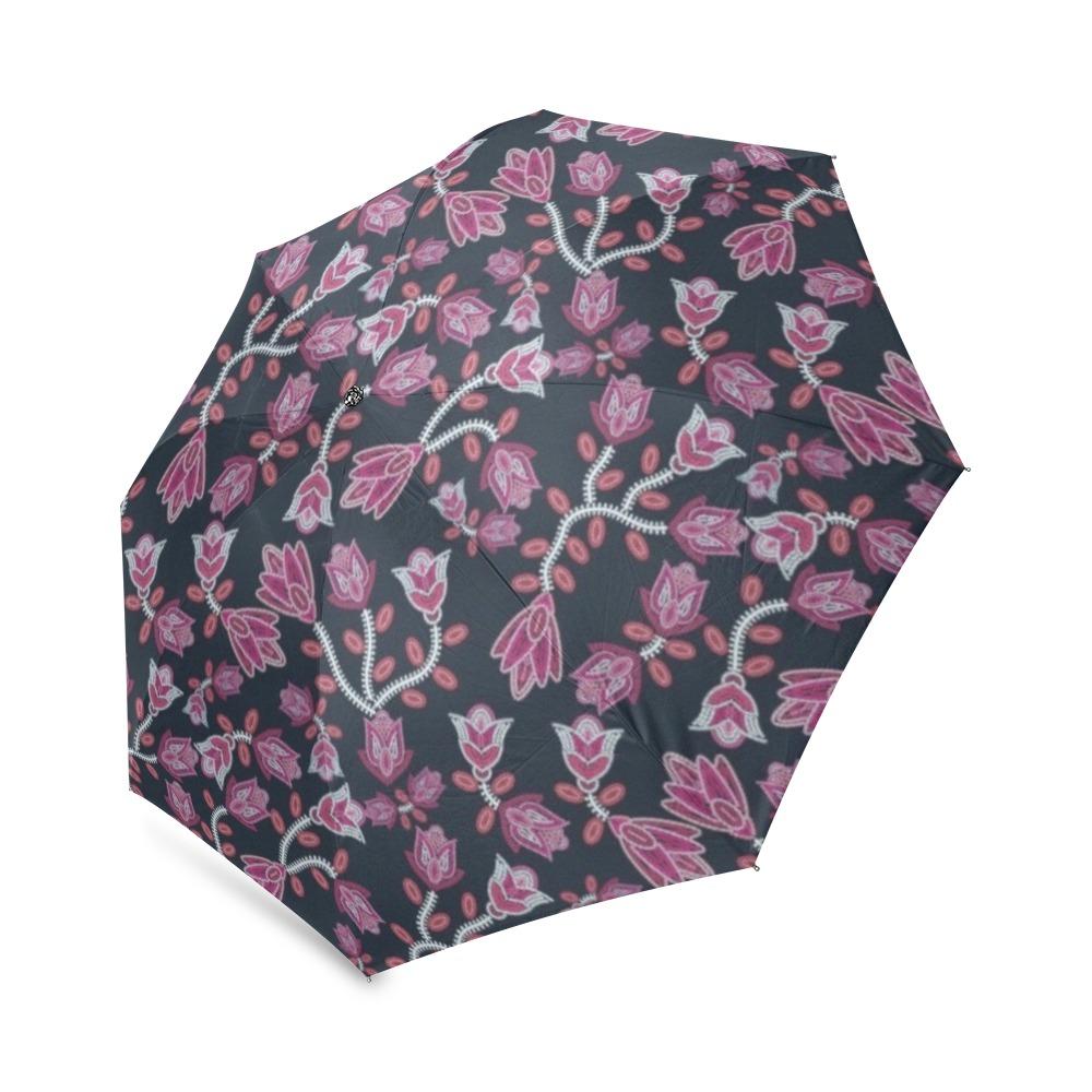 Beaded Pink Foldable Umbrella (Model U01) Foldable Umbrella e-joyer