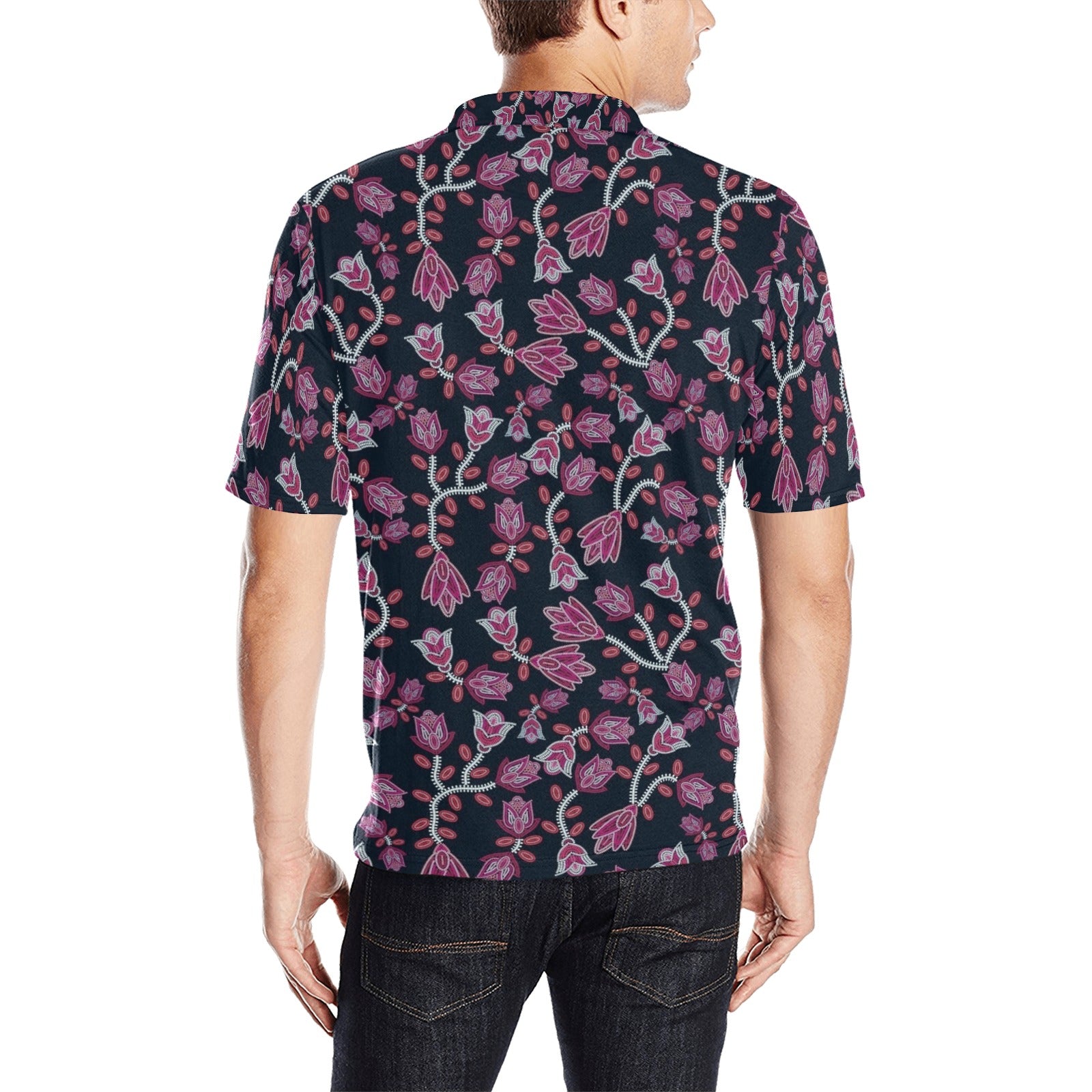 Beaded Pink Men's All Over Print Polo Shirt (Model T55) Men's Polo Shirt (Model T55) e-joyer