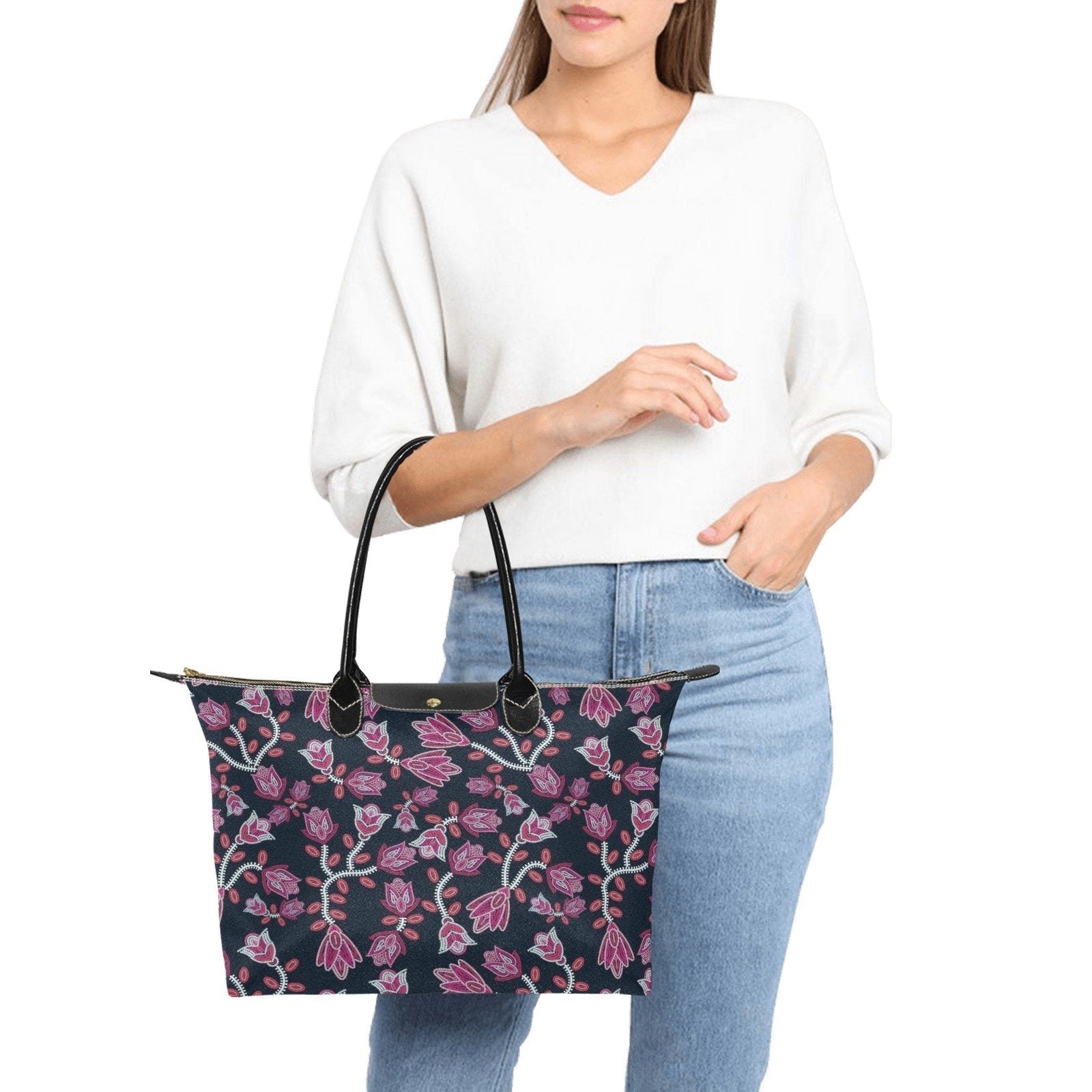 Beaded Pink Single-Shoulder Lady Handbag (Model 1714) bag e-joyer