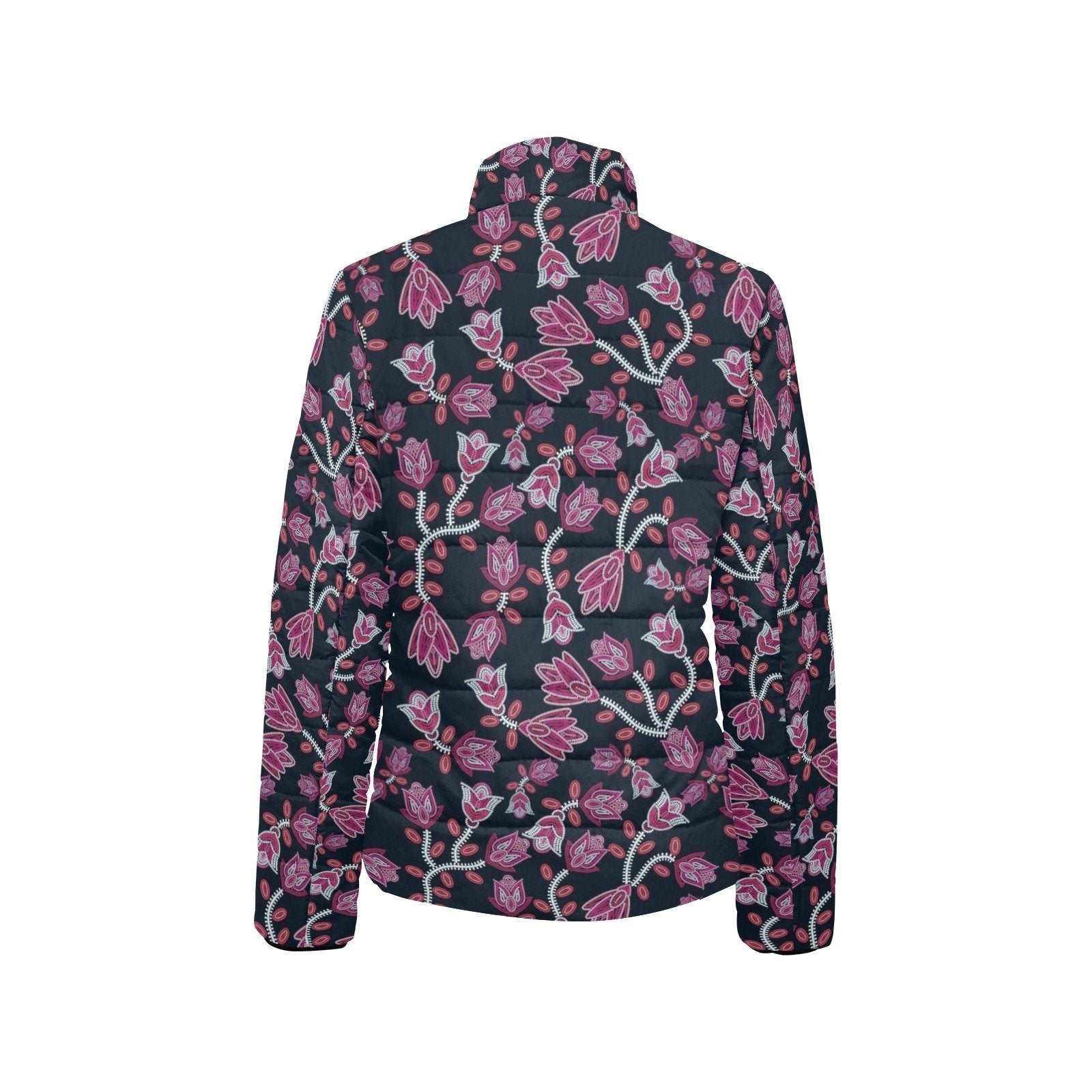 Beaded Pink Women's Stand Collar Padded Jacket (Model H41) jacket e-joyer