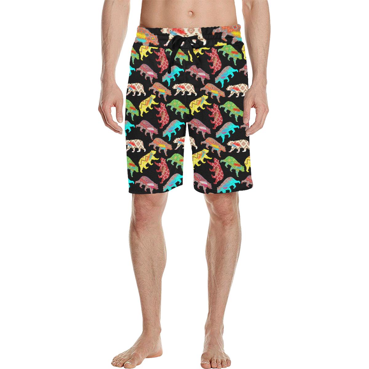 Bear Powwow Men's All Over Print Casual Shorts (Model L23) Men's Casual Shorts (L23) e-joyer