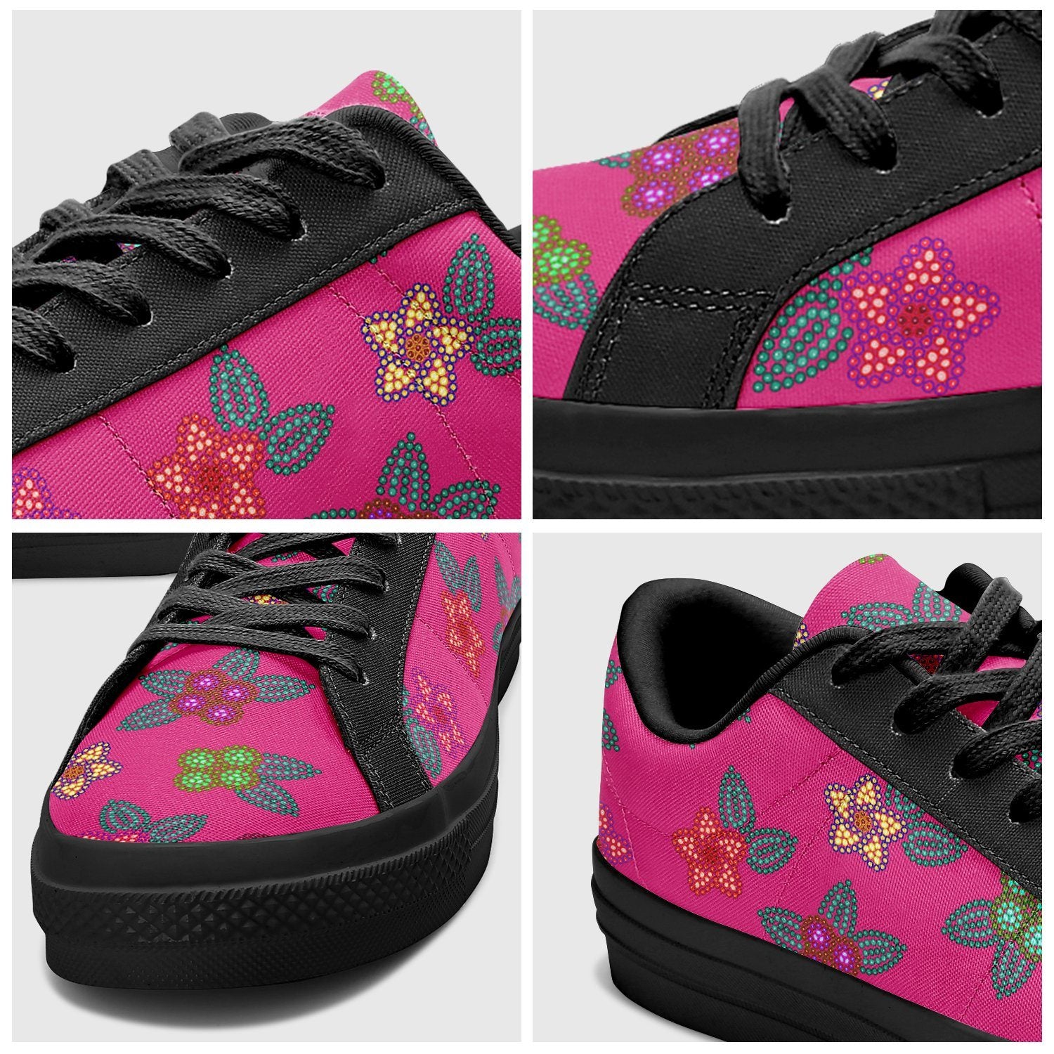 Berry Flowers Aapisi Low Top Canvas Shoes Black Sole aapisi Herman