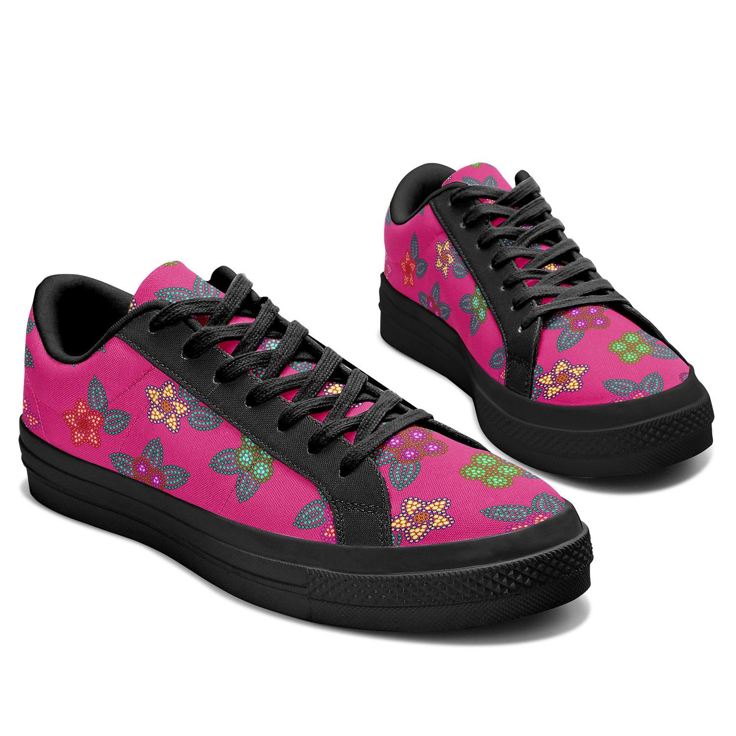 Berry Flowers Aapisi Low Top Canvas Shoes Black Sole aapisi Herman