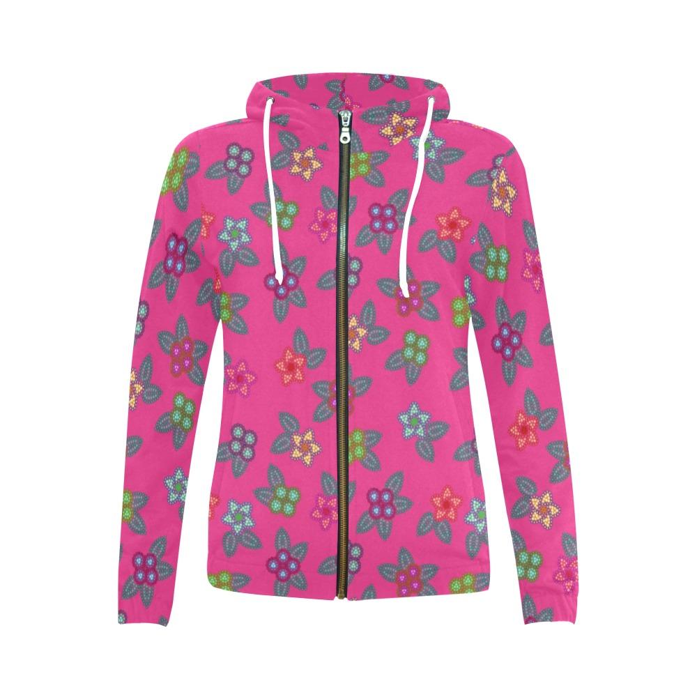 Berry Flowers All Over Print Full Zip Hoodie for Women (Model H14) All Over Print Full Zip Hoodie for Women (H14) e-joyer