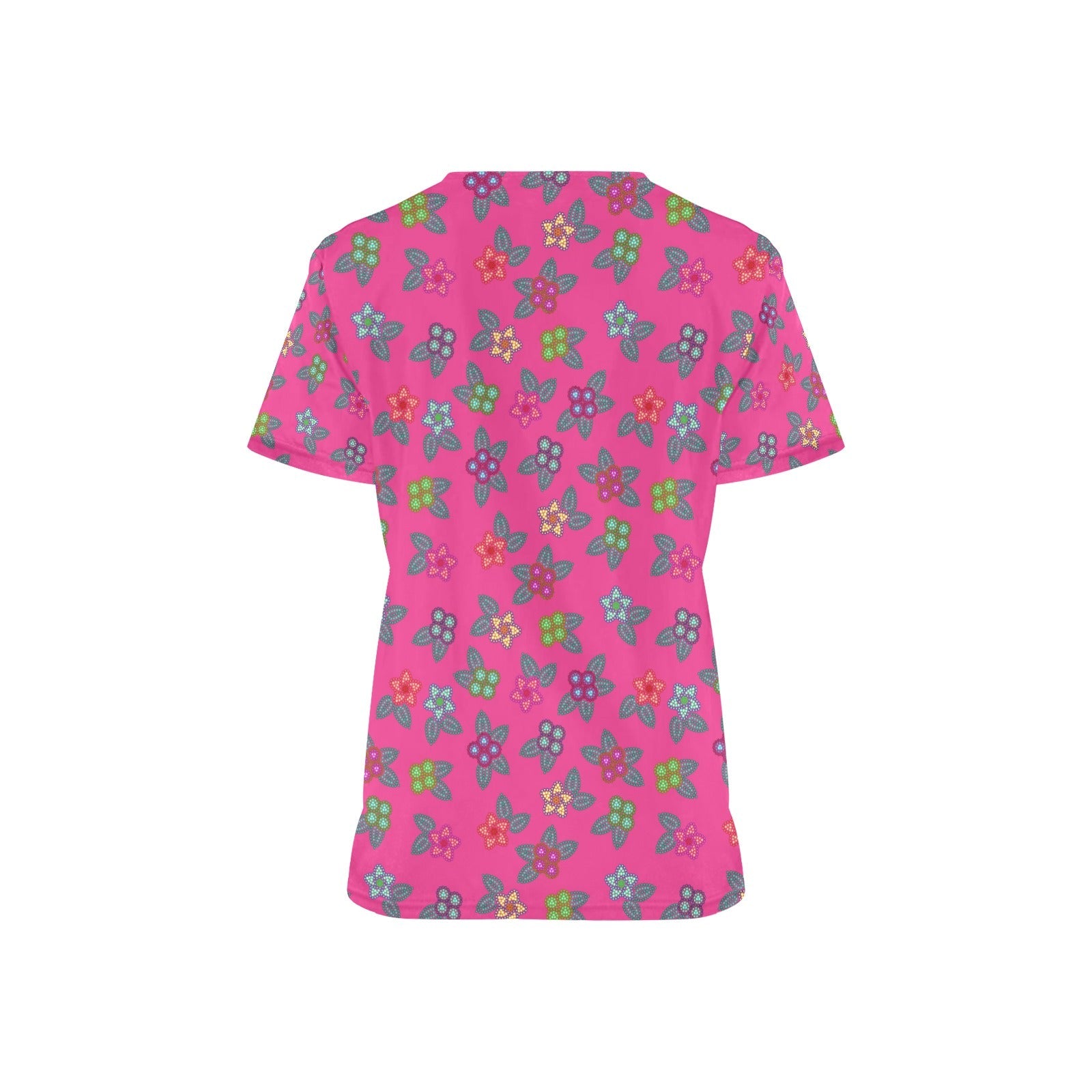 Berry Flowers All Over Print Scrub Top Scrub Top e-joyer