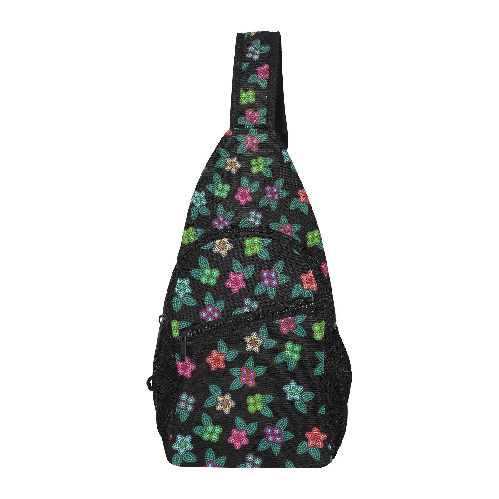 Berry Flowers Black All Over Print Chest Bag (Model 1719) All Over Print Chest Bag (1719) e-joyer 