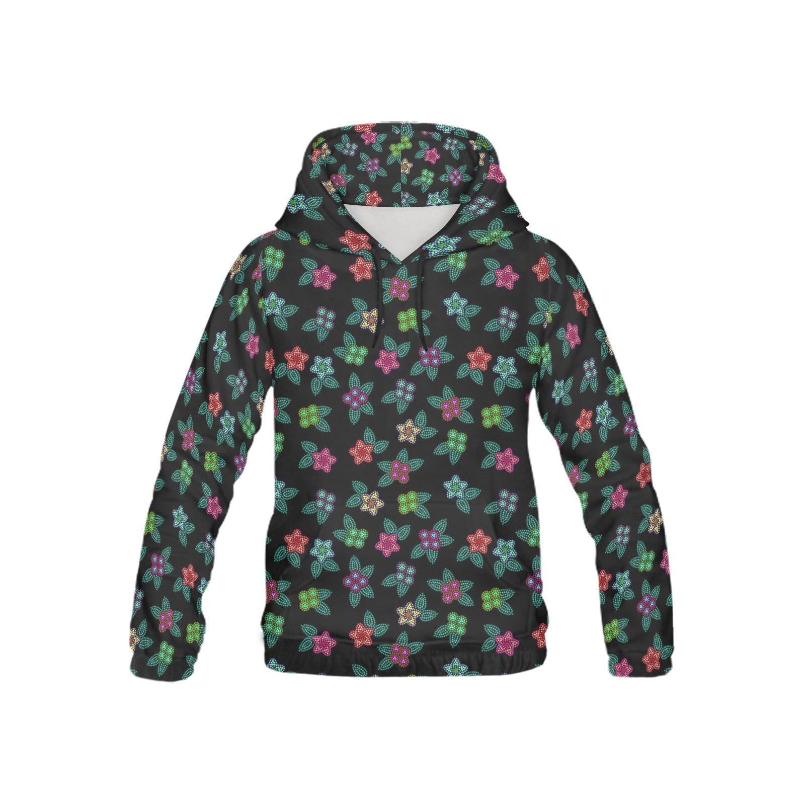 Berry Flowers Black All Over Print Hoodie for Kid (USA Size) (Model H13) All Over Print Hoodie for Kid (H13) e-joyer