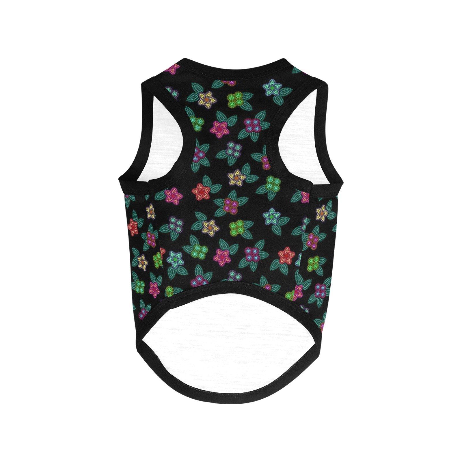 Berry Flowers Black All Over Print Pet Tank Top Pet Tank Top e-joyer