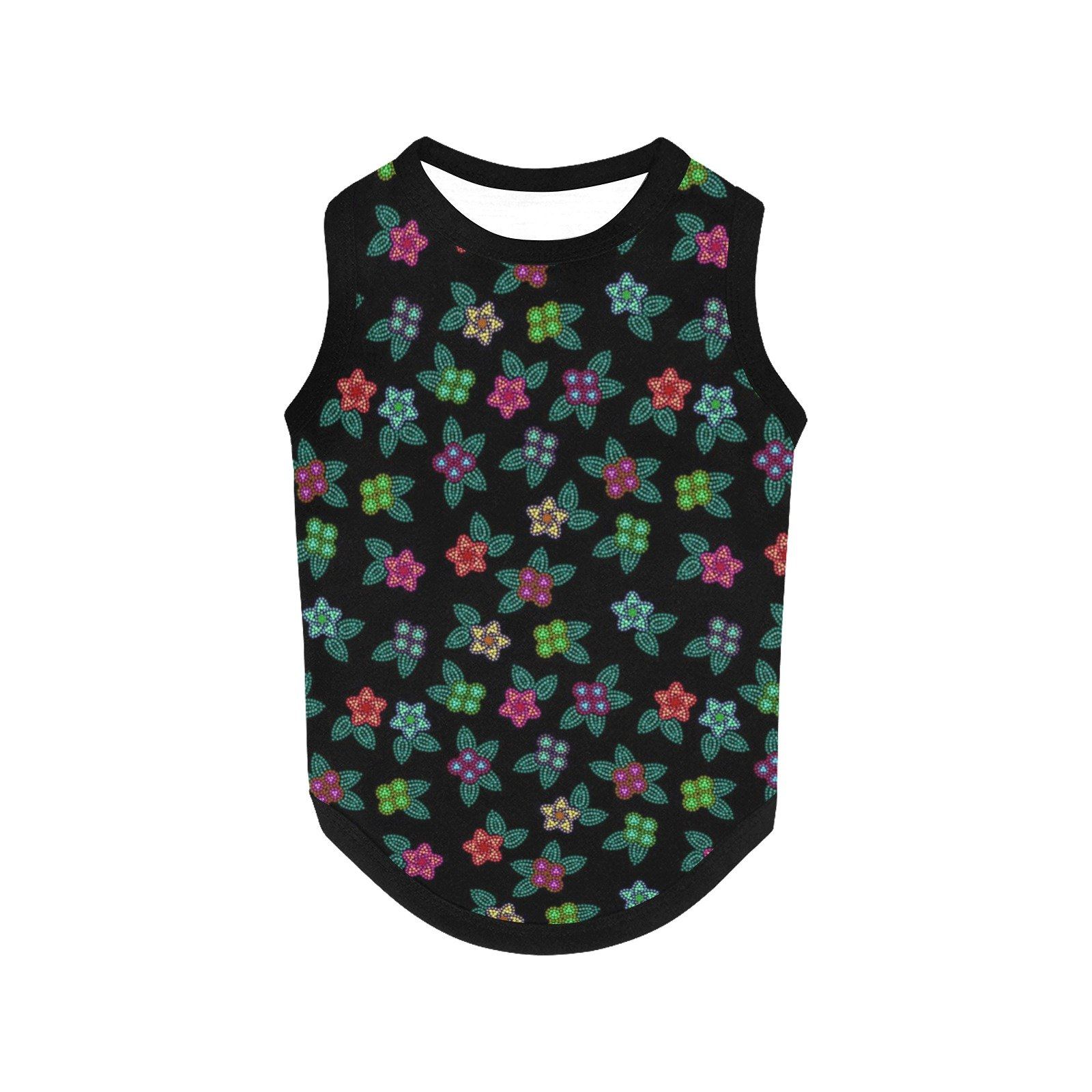 Berry Flowers Black All Over Print Pet Tank Top Pet Tank Top e-joyer