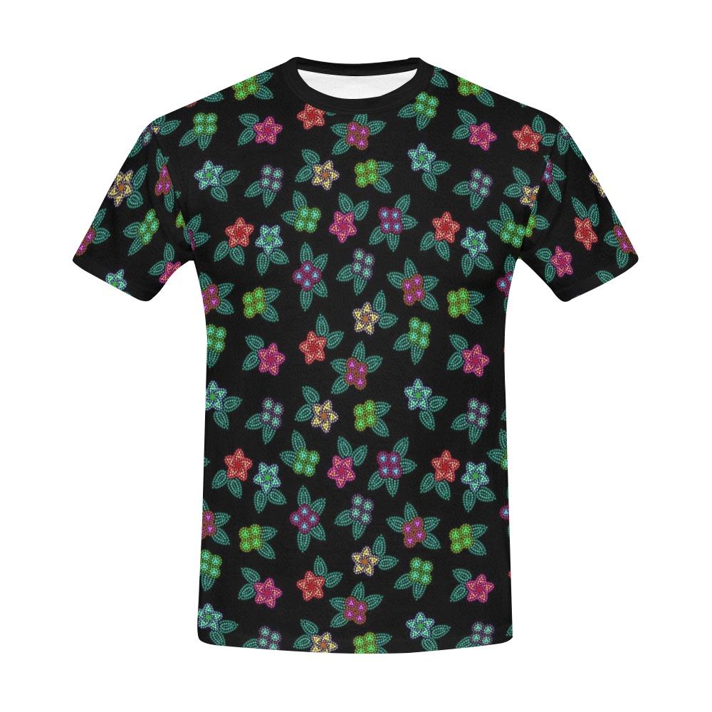 Berry Flowers Black All Over Print T-Shirt for Men (USA Size) (Model T40) All Over Print T-Shirt for Men (T40) e-joyer