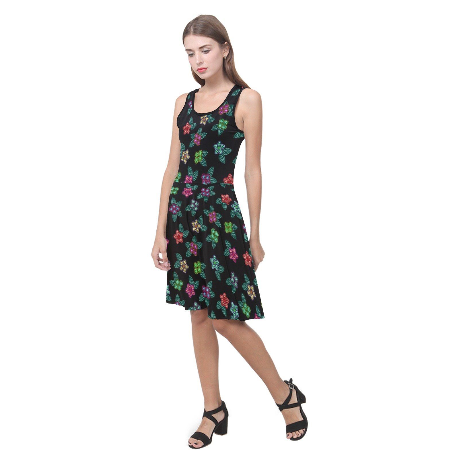 Berry Flowers Black Atalanta Sundress (Model D04) Atalanta Sundress (D04) e-joyer