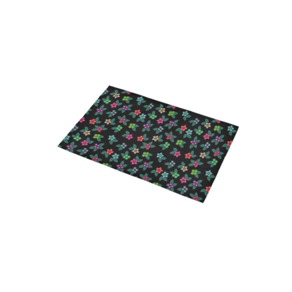 Berry Flowers Black Bath Rug 16''x 28'' Bath Rug 16''x 28'' e-joyer