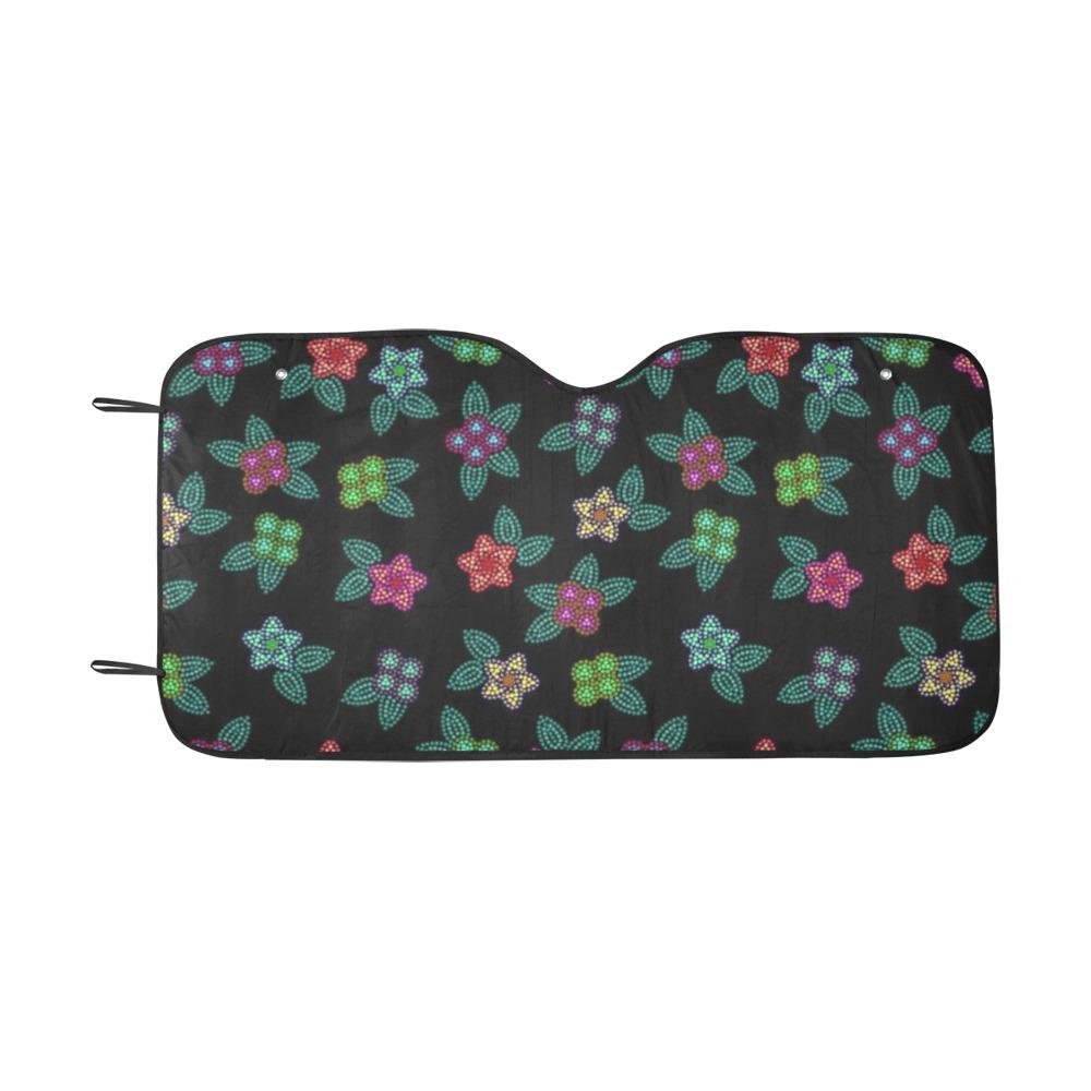 Berry Flowers Black Car Sun Shade 55"x30" Car Sun Shade e-joyer