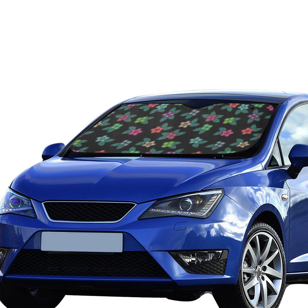 Berry Flowers Black Car Sun Shade 55"x30" Car Sun Shade e-joyer