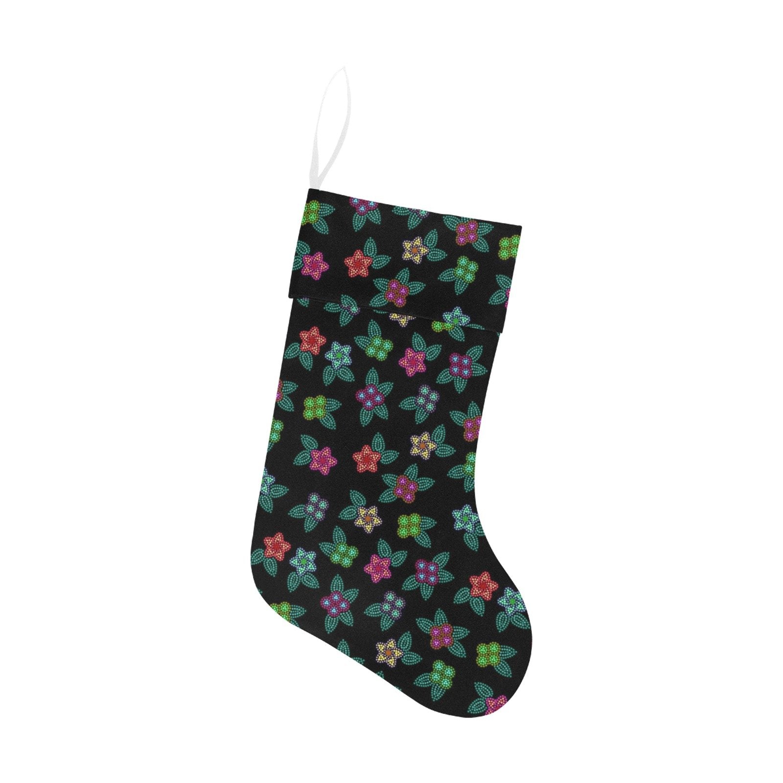 Berry Flowers Black Christmas Stocking holiday stocking e-joyer